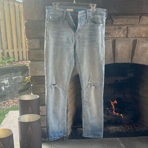 Pilcro Slim Boyfriend Crop Light Blue Distressed Jeans 29